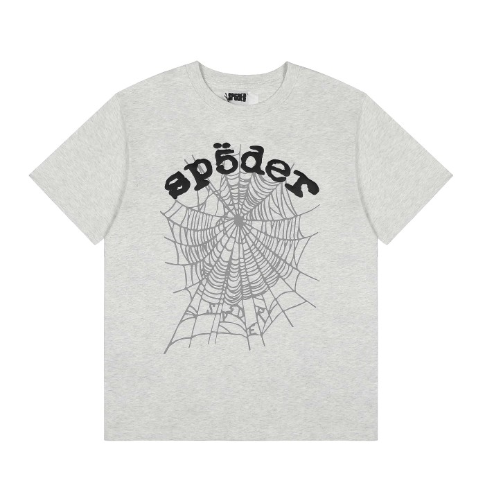 Drill Streetwear Contrast Line Screen Print Web & Sp5der Letter Front Print T-Shirt 2 colors 29304999