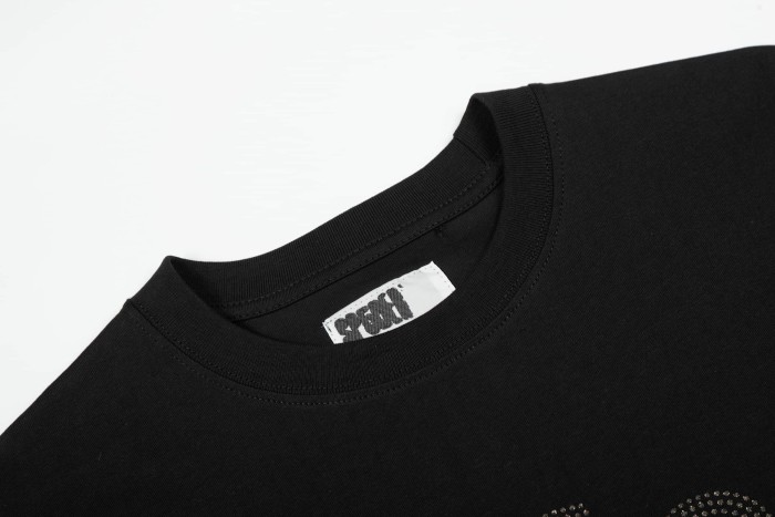 Y2K Drill Streetwear Full Rhinestone Hotfix Crystal Spider Web & Spider Letter Front Print Two-Tone T-Shirt 2 colors 29304837