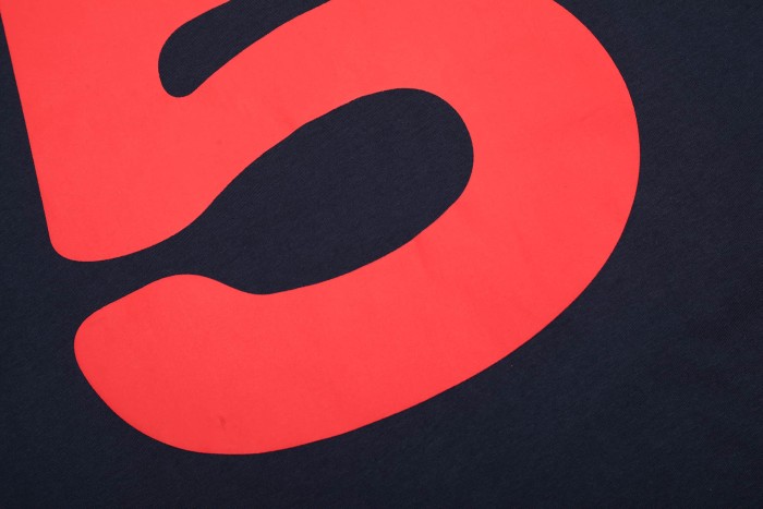 Drill Streetwear Oversized Bold Big Number 5 Contrast Silkscreen Front Print T-Shirt 29305054