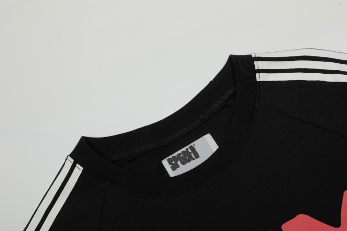 Streetwear Raglan 3 Stripes Sleeve Bold Large 5EX Contrast Silkscreen Front Print Two-Tone T-Shirt 2 colors 29305085