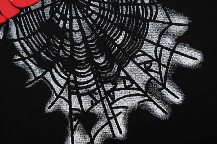 Red Rodeo Text Over Worn Spider Web Single Print T-Shirt 29304794