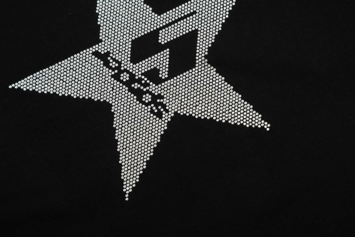Streetwear Full Hotfix Rhinestone Star Inlaid Letter S Text Front Print T-Shirt 29305059