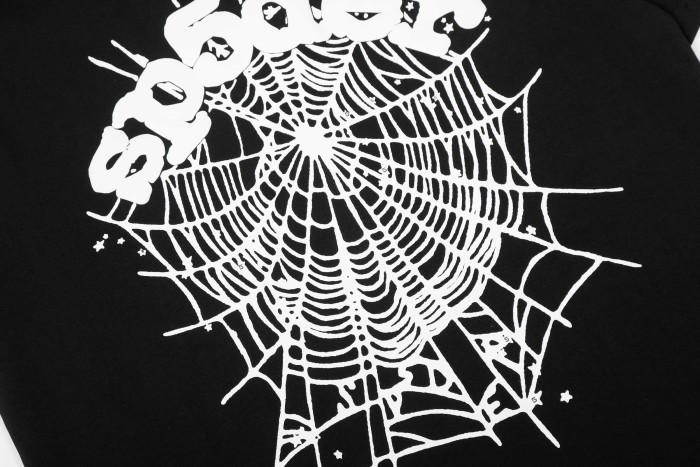 Y2K Drill Streetwear Splatter Detail 3D Raised Puff Foam Spider Web & Letter Front Print T-Shirt 2 colors 29304893