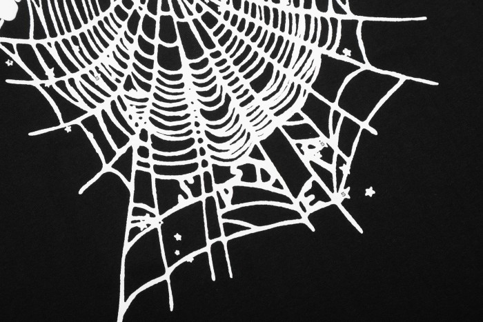 Y2K Drill Streetwear Splatter Detail 3D Raised Puff Foam Spider Web & Letter Front Print T-Shirt 2 colors 29304893