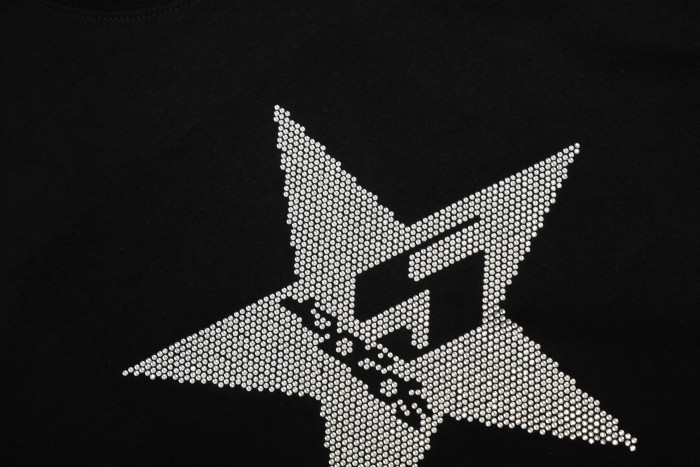 Streetwear Full Hotfix Rhinestone Star Inlaid Letter S Text Front Print T-Shirt 29305059