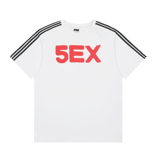 Streetwear Raglan 3 Stripes Sleeve Bold Large 5EX Contrast Silkscreen Front Print Two-Tone T-Shirt 2 colors 29305085