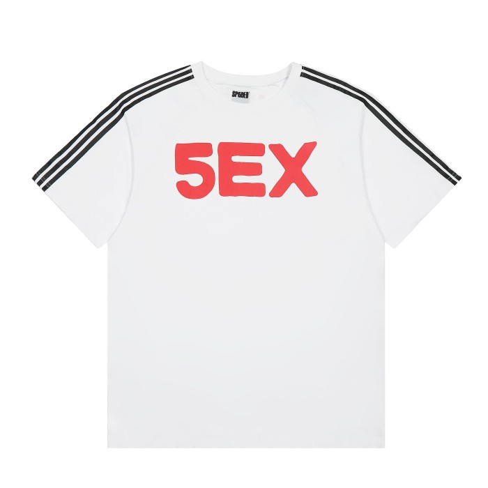 Streetwear Raglan 3 Stripes Sleeve Bold Large 5EX Contrast Silkscreen Front Print Two-Tone T-Shirt 2 colors 29305085
