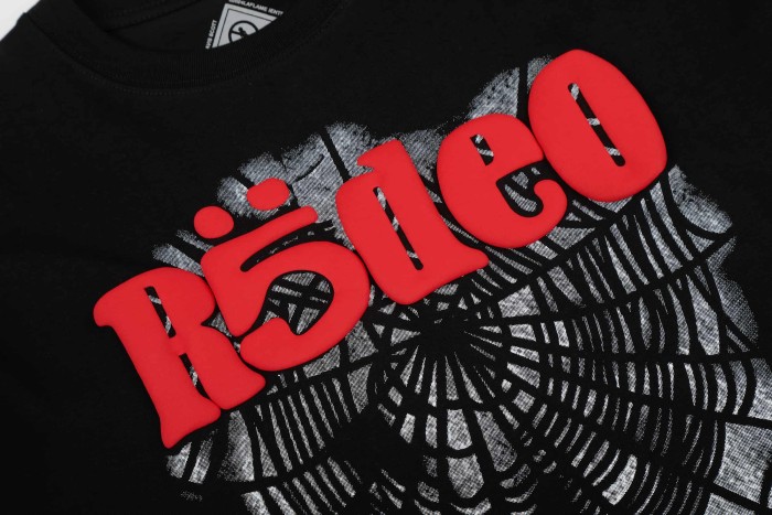 Red Rodeo Text Over Worn Spider Web Single Print T-Shirt 29304794