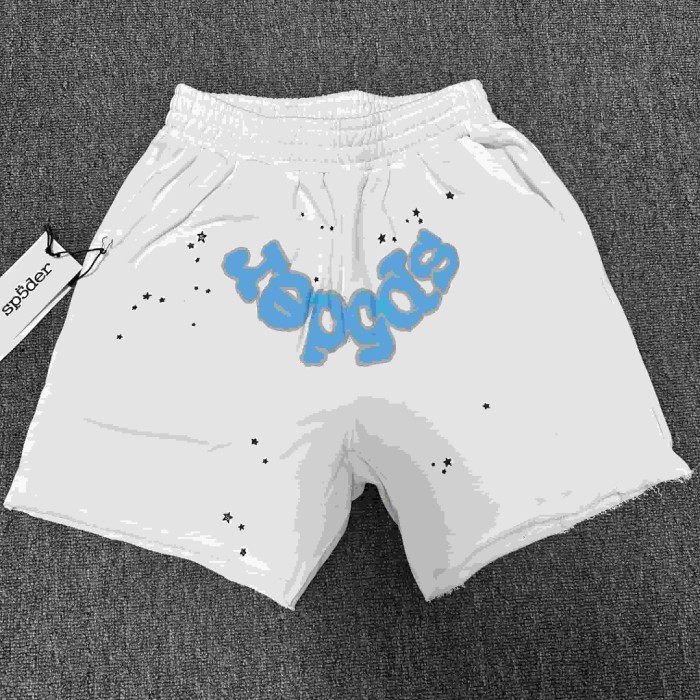 3D Puff Bubble Text Mini Star Print Raw Edge Elastic Waist Drawstring Sweat Shorts 3 colors