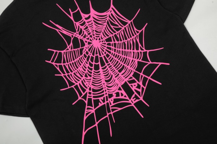3D Raised Puff Foam Worldwide Web Letter & Large Spider Web Print T-Shirt 29305049