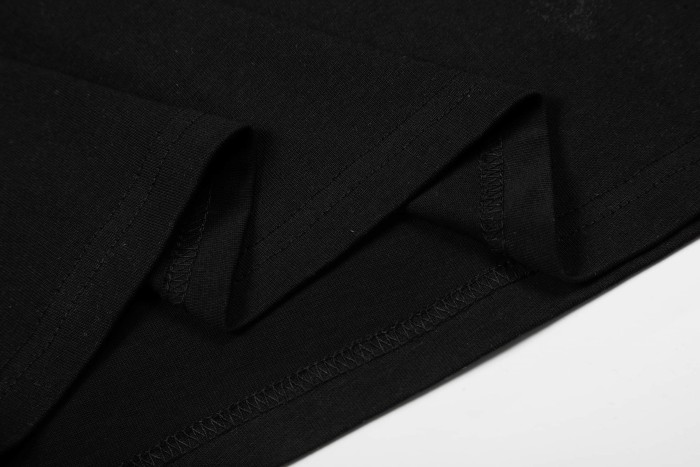 Streetwear Tone-On-Tone Dark 3D Raised Puff Foam Spider Web & Letter Front Print T-Shirt 29304887