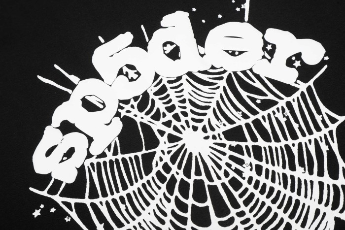 Y2K Drill Streetwear Splatter Detail 3D Raised Puff Foam Spider Web & Letter Front Print T-Shirt 2 colors 29304893