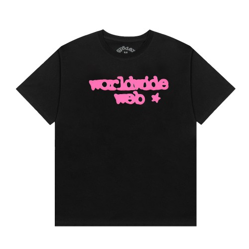 3D Raised Puff Foam Worldwide Web Letter & Large Spider Web Print T-Shirt 29305049