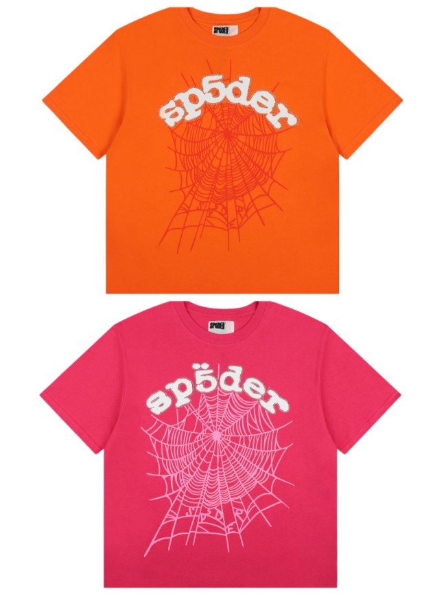 Arch Curved White Rhinestone Beaded Trim Rounded Script Letter Spider Web Print T-Shirt 2 colors 29304801