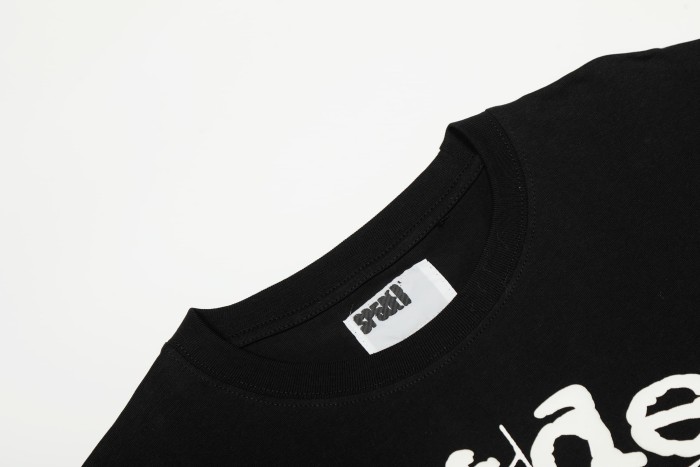 Streetwear Textured Bubble Puff Print Spider Web Graphic Contrast Black & White Oversized Crew Neck T-Shirt 2 colors 29304835