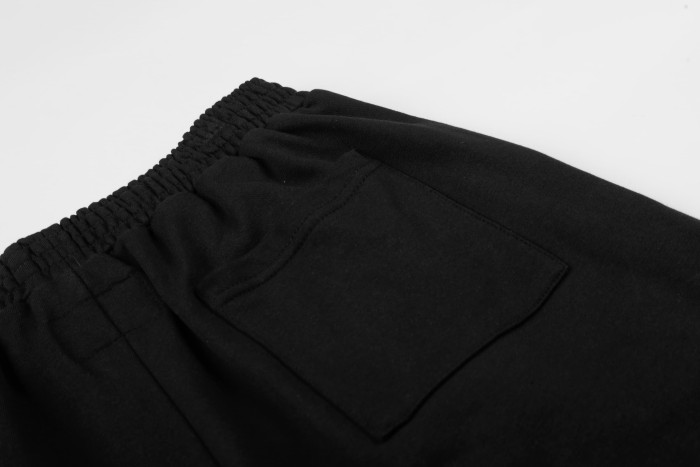 Puff Print Bubble Text Outline Star Pattern Raw Edge Elastic Waist Drawstring Sweat Shorts 29305218