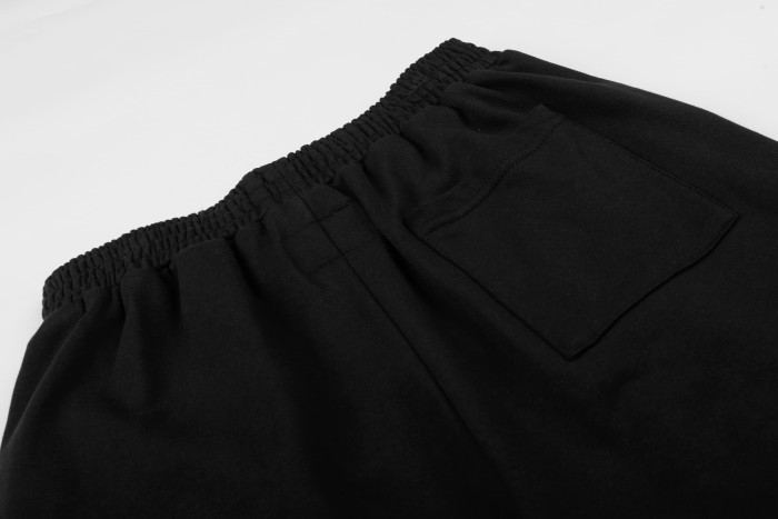 Puff Print Bubble Text Outline Star Pattern Raw Edge Elastic Waist Drawstring Sweat Shorts 29305218