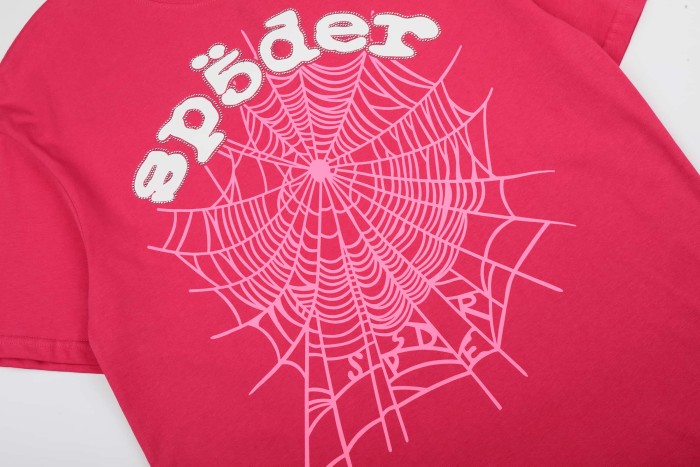 Arch Curved White Rhinestone Beaded Trim Rounded Script Letter Spider Web Print T-Shirt 2 colors 29304801