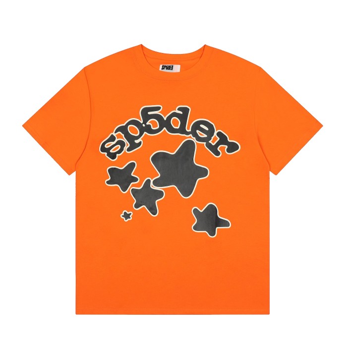 Streetwear Cream Outline Bubble Font Arch Letter Assorted Star Contrast Print T-Shirt 29305141