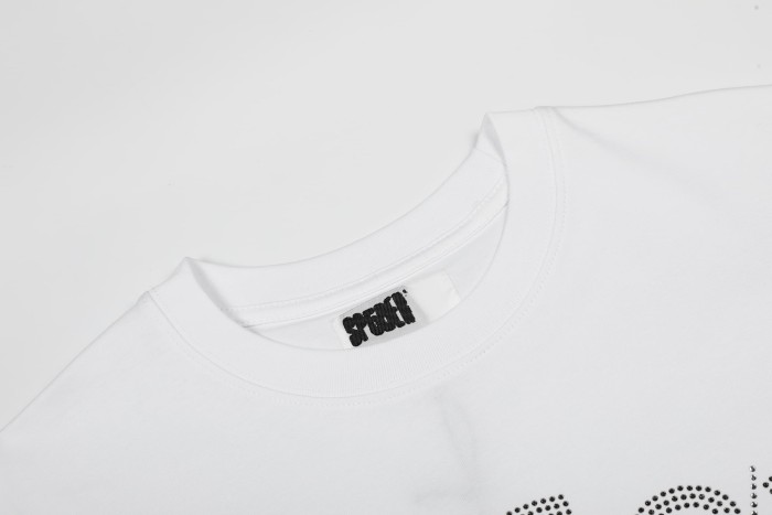 Y2K Drill Streetwear Full Rhinestone Hotfix Crystal Spider Web & Spider Letter Front Print Two-Tone T-Shirt 2 colors 29304837