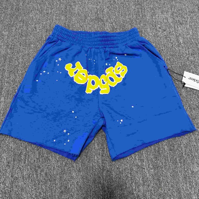 3D Puff Bubble Text Mini Star Print Raw Edge Elastic Waist Drawstring Sweat Shorts 3 colors