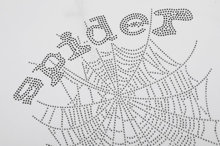 Y2K Drill Streetwear Full Rhinestone Hotfix Crystal Spider Web & Spider Letter Front Print Two-Tone T-Shirt 2 colors 29304837