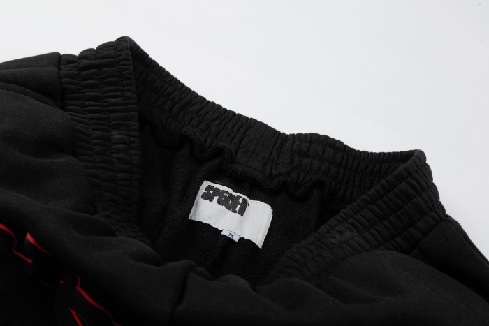 Puff Print Bubble Text Outline Star Pattern Raw Edge Elastic Waist Drawstring Sweat Shorts 29305218