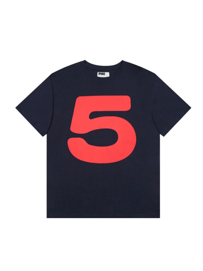 Drill Streetwear Oversized Bold Big Number 5 Contrast Silkscreen Front Print T-Shirt 29305054