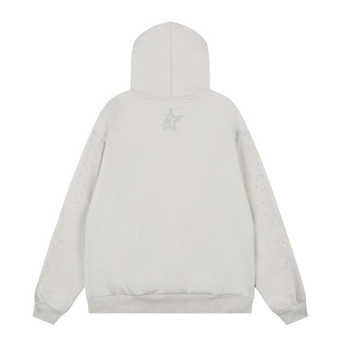 Rhinestone Arch Letter Subtle Spider Web & Tiny All Over Star Print Polar fleece Hoodie & Cuffed Sweatpants Set 29306412