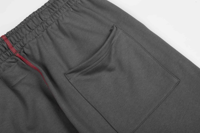 Contrast Red Stitch Raglan Trim Tone-On-Tone Printed Hoodie & Straight Leg Sweatpants Set 29306403