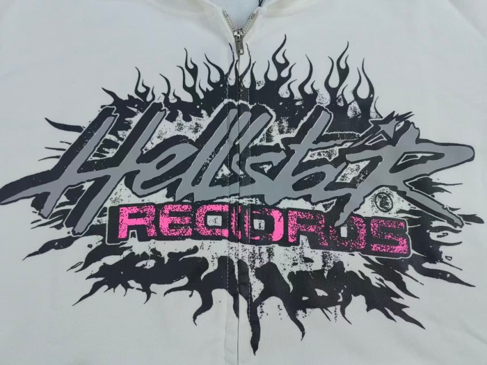 Hellstar Studio Pink Letter Logo Zipper Washed Version Hoodie 27502050