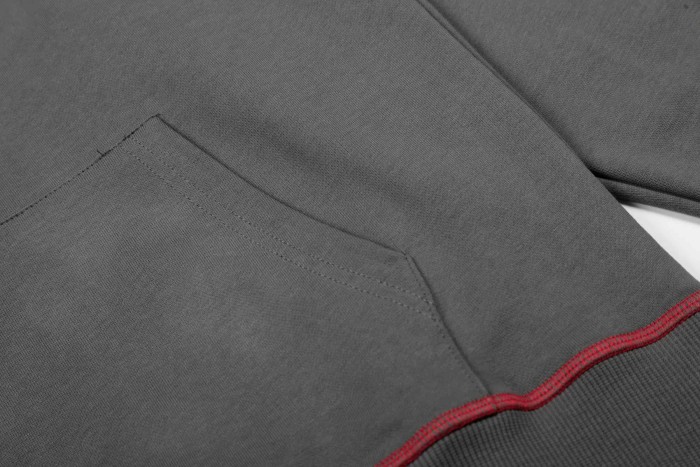Contrast Red Stitch Raglan Trim Tone-On-Tone Printed Hoodie & Straight Leg Sweatpants Set 29306403