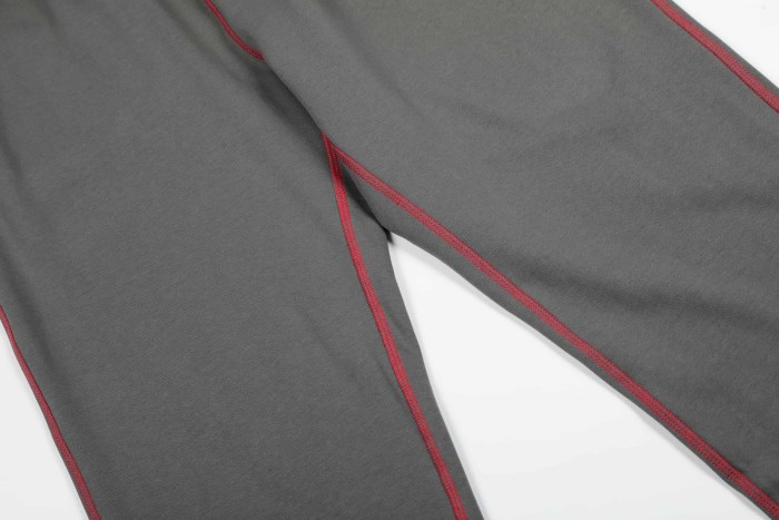 Contrast Red Stitch Raglan Trim Tone-On-Tone Printed Hoodie & Straight Leg Sweatpants Set 29306403