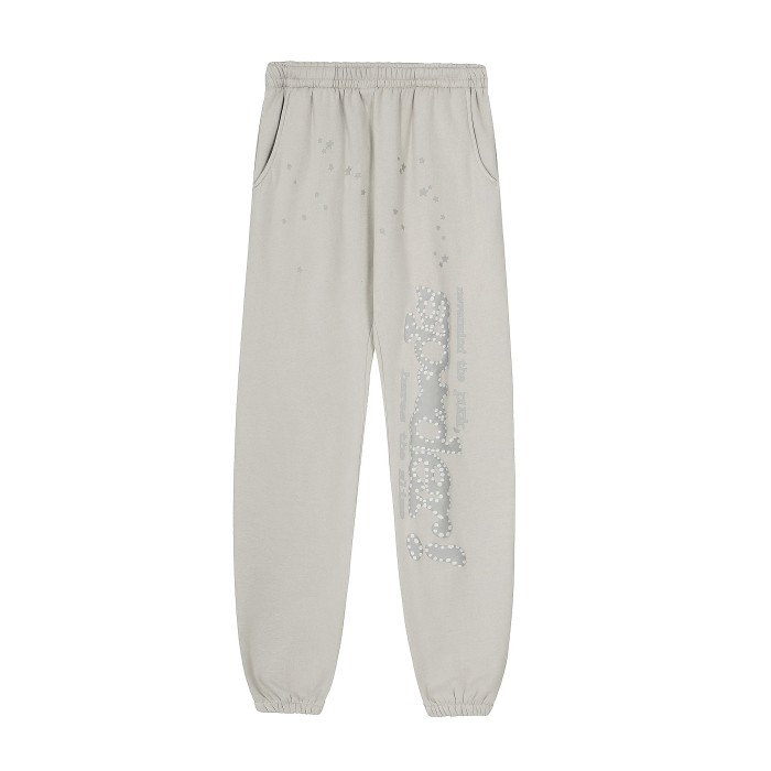 Rhinestone Arch Letter Subtle Spider Web & Tiny All Over Star Print Polar fleece Hoodie & Cuffed Sweatpants Set 29306412