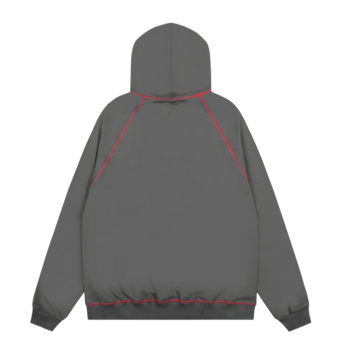 Contrast Red Stitch Raglan Trim Tone-On-Tone Printed Hoodie & Straight Leg Sweatpants Set 29306403