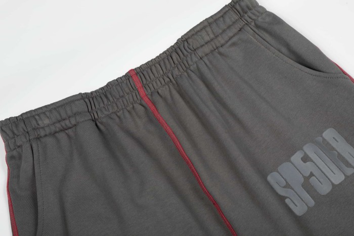 Contrast Red Stitch Raglan Trim Tone-On-Tone Printed Hoodie & Straight Leg Sweatpants Set 29306403