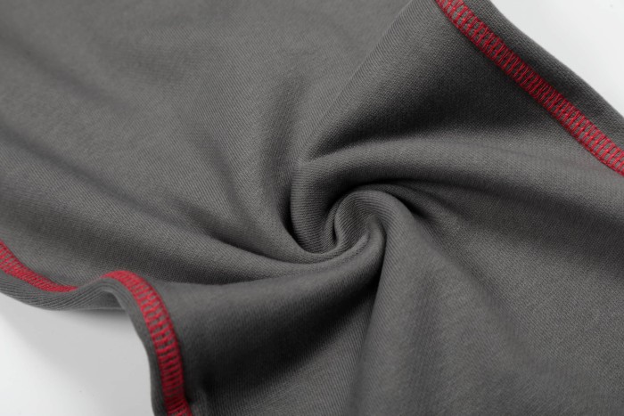 Contrast Red Stitch Raglan Trim Tone-On-Tone Printed Hoodie & Straight Leg Sweatpants Set 29306403