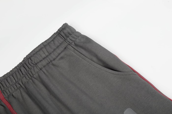 Contrast Red Stitch Raglan Trim Tone-On-Tone Printed Hoodie & Straight Leg Sweatpants Set 29306403