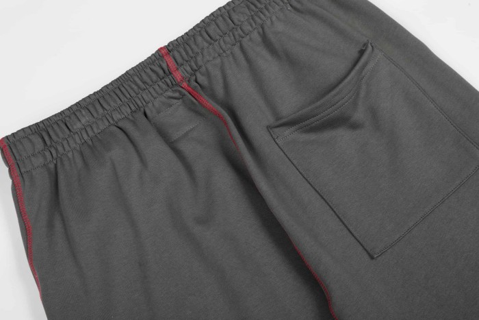 Contrast Red Stitch Raglan Trim Tone-On-Tone Printed Hoodie & Straight Leg Sweatpants Set 29306403