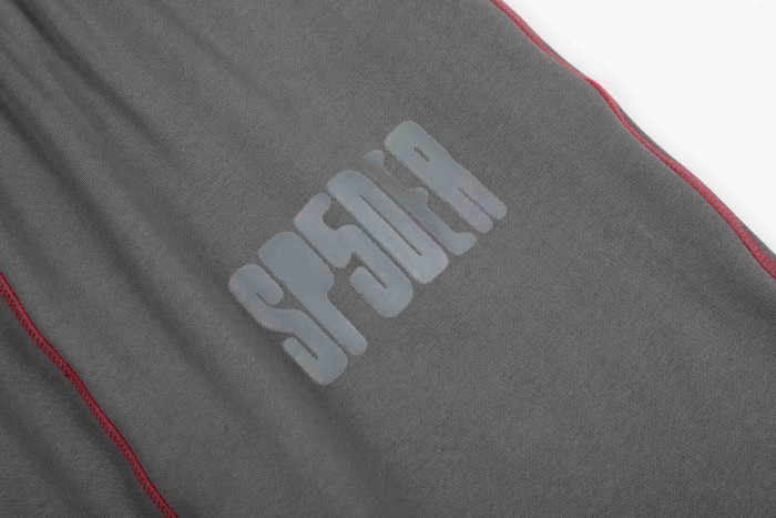 Contrast Red Stitch Raglan Trim Tone-On-Tone Printed Hoodie & Straight Leg Sweatpants Set 29306403