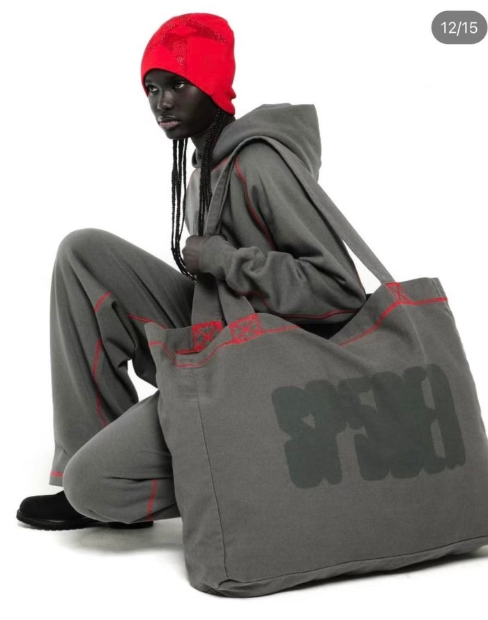 Contrast Red Stitch Raglan Trim Tone-On-Tone Printed Hoodie & Straight Leg Sweatpants Set 29306403