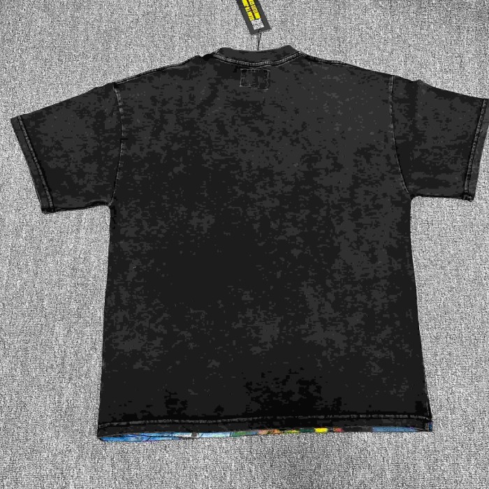 Streetwear Rhinestone Trim Gothic Letter Retro Alien Horror Comic Print Tee 29306242
