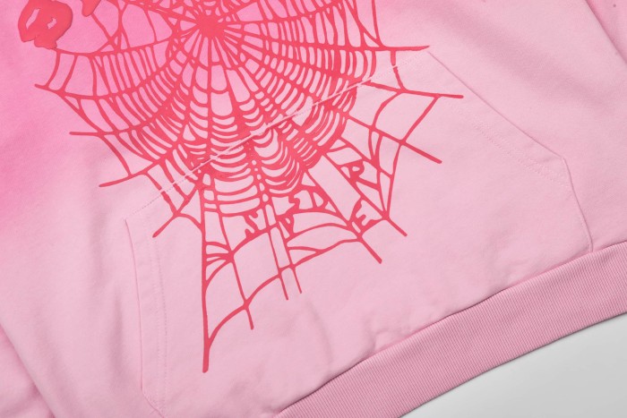 Ombre Gradient Dip Dye Silkscreen Arch Spider Web Print Hoodie & Cuffed Jogger Pants Set 2 colors 29306429
