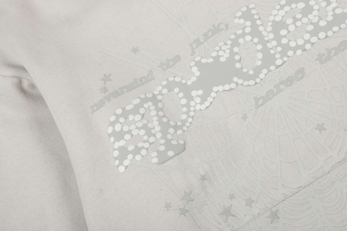 Rhinestone Arch Letter Subtle Spider Web & Tiny All Over Star Print Polar fleece Hoodie & Cuffed Sweatpants Set 29306412