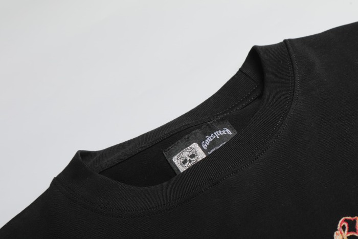 Two Sided Graphic Print Mini Gothic Letter Left Chest Big Skull Biker Racer Print Tee 29306232