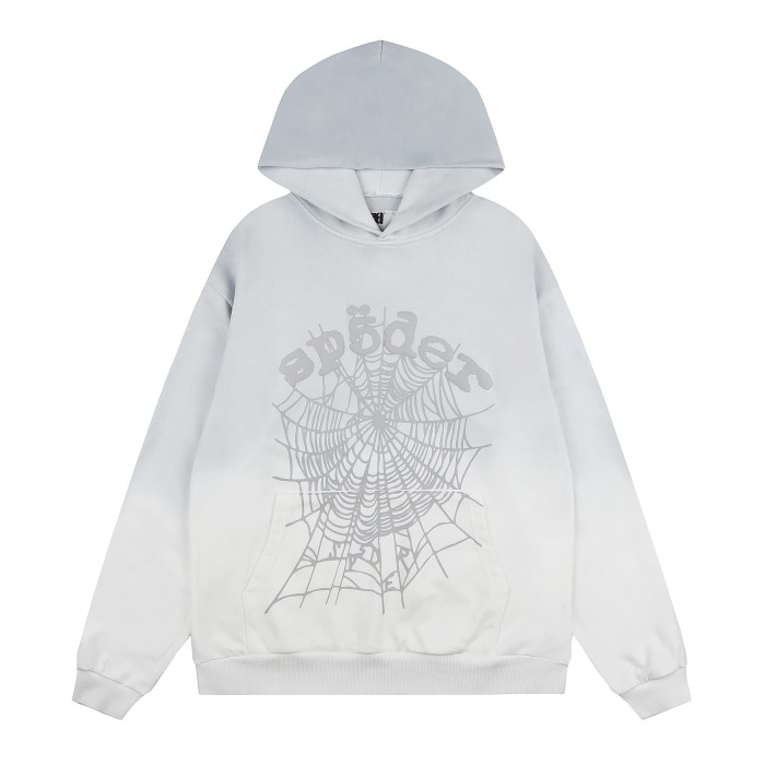 Ombre Gradient Dip Dye Silkscreen Arch Spider Web Print Hoodie & Cuffed Jogger Pants Set 2 colors 29306429