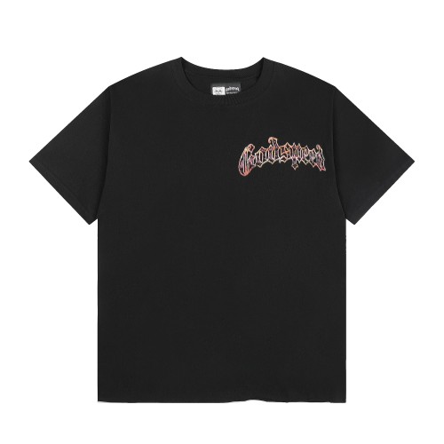 Two Sided Graphic Print Mini Gothic Letter Left Chest Big Skull Biker Racer Print Tee 29306232