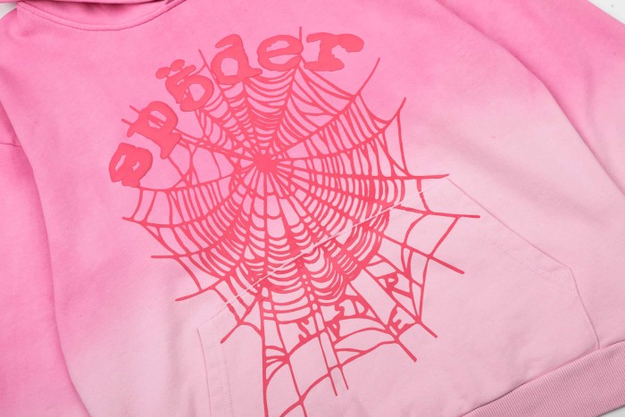 Ombre Gradient Dip Dye Silkscreen Arch Spider Web Print Hoodie & Cuffed Jogger Pants Set 2 colors 29306429