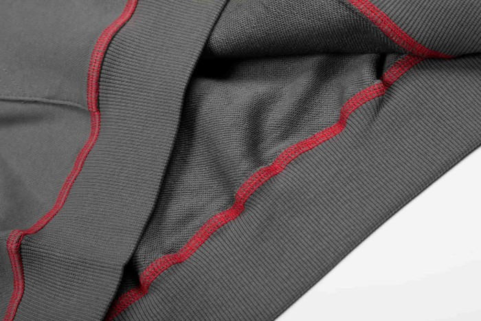 Contrast Red Stitch Raglan Trim Tone-On-Tone Printed Hoodie & Straight Leg Sweatpants Set 29306403
