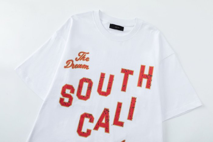 The Dream SOUTH CALI Distressed Varsity Letter Print Plain Back Tee 2 colors 29307005